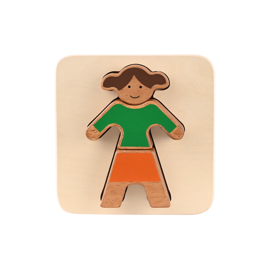 Boy tray puzzle with large wooden pieces, promoting hand-eye coordination and imaginative play for young children.