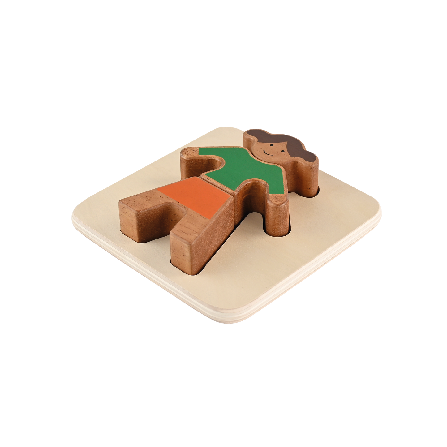 Boy tray puzzle with large wooden pieces, promoting hand-eye coordination and imaginative play for young children.