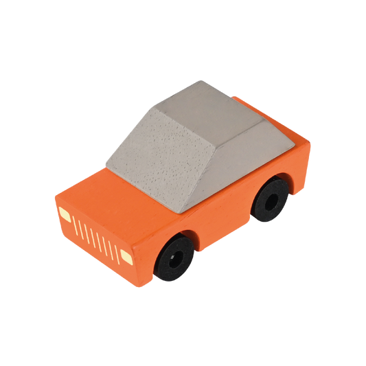 Wooden  car toy with smooth wheels, promoting fine and gross motor skills and imaginative play for toddlers.