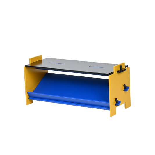 DOWEL SHOE BENCH (BLUE AND YELLOW)