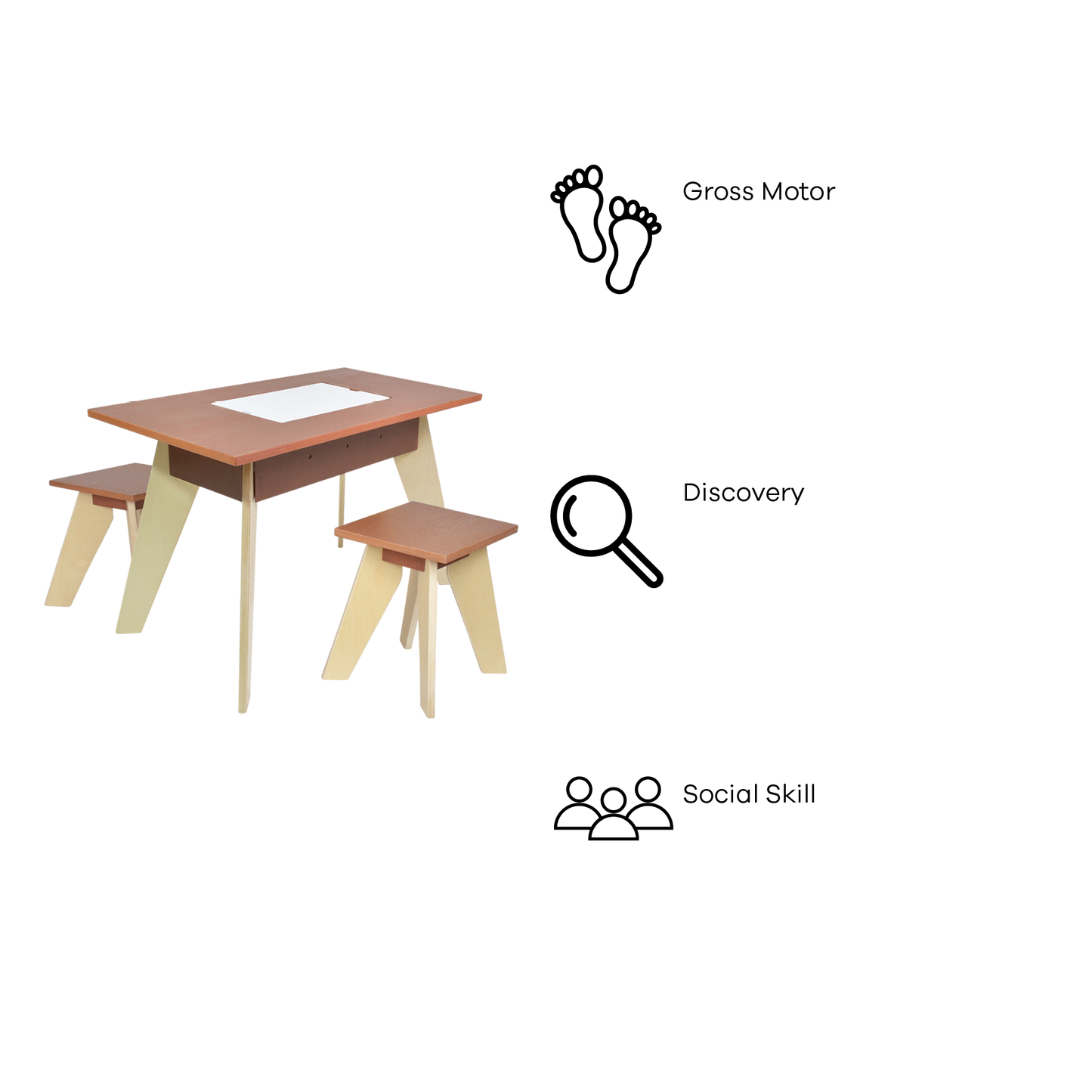 NATURAL PLYWOOD PLAY TABLE AND STOOLS