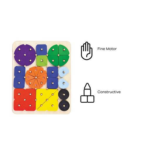 Fit geometric shapes onto matching pegs to form pictures, enhancing hand-eye coordination and creativity.