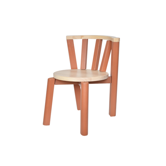 A modern design lounge chair with a wooden structure, featuring a seat and backrest with a smooth finish.