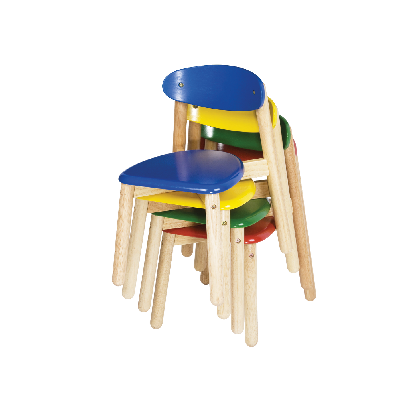 A child's yellow plastic chair with wooden legs, suitable for ages 36 months and up.