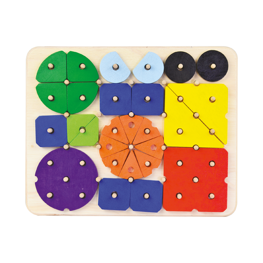 Fit geometric shapes onto matching pegs to form pictures, enhancing hand-eye coordination and creativity.