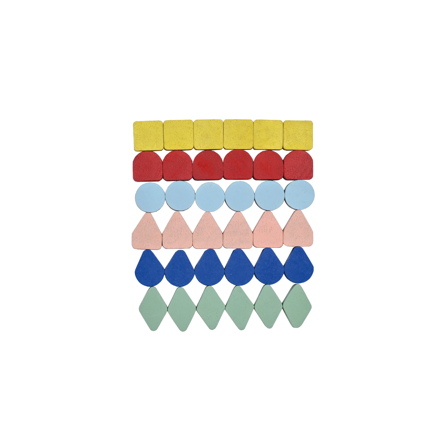 Wooden educational puzzle game with hexagonal box, black and natural wood star-shaped pieces, colorful tokens, and a multicolored dice.