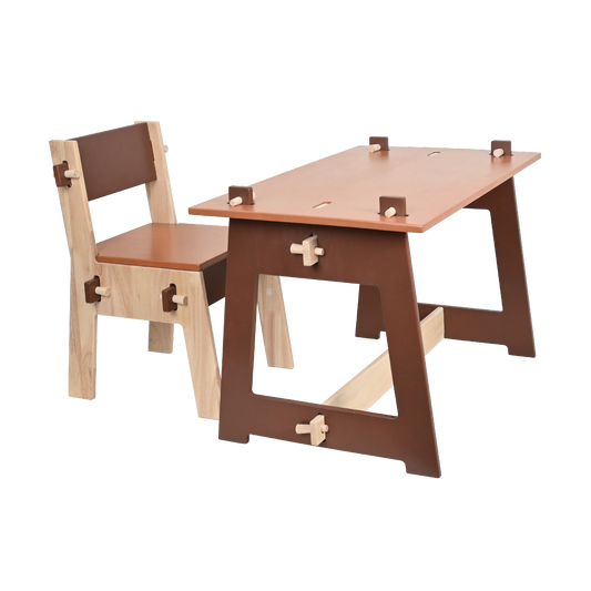 DOWEL DESK AND CHAIR (NATURAL)