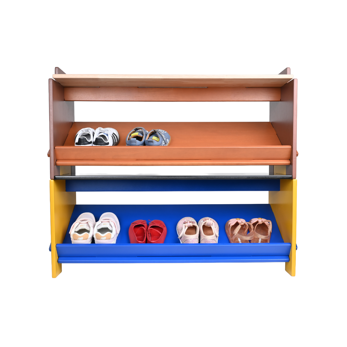 DOWEL SHOE BENCH (BLUE AND YELLOW)