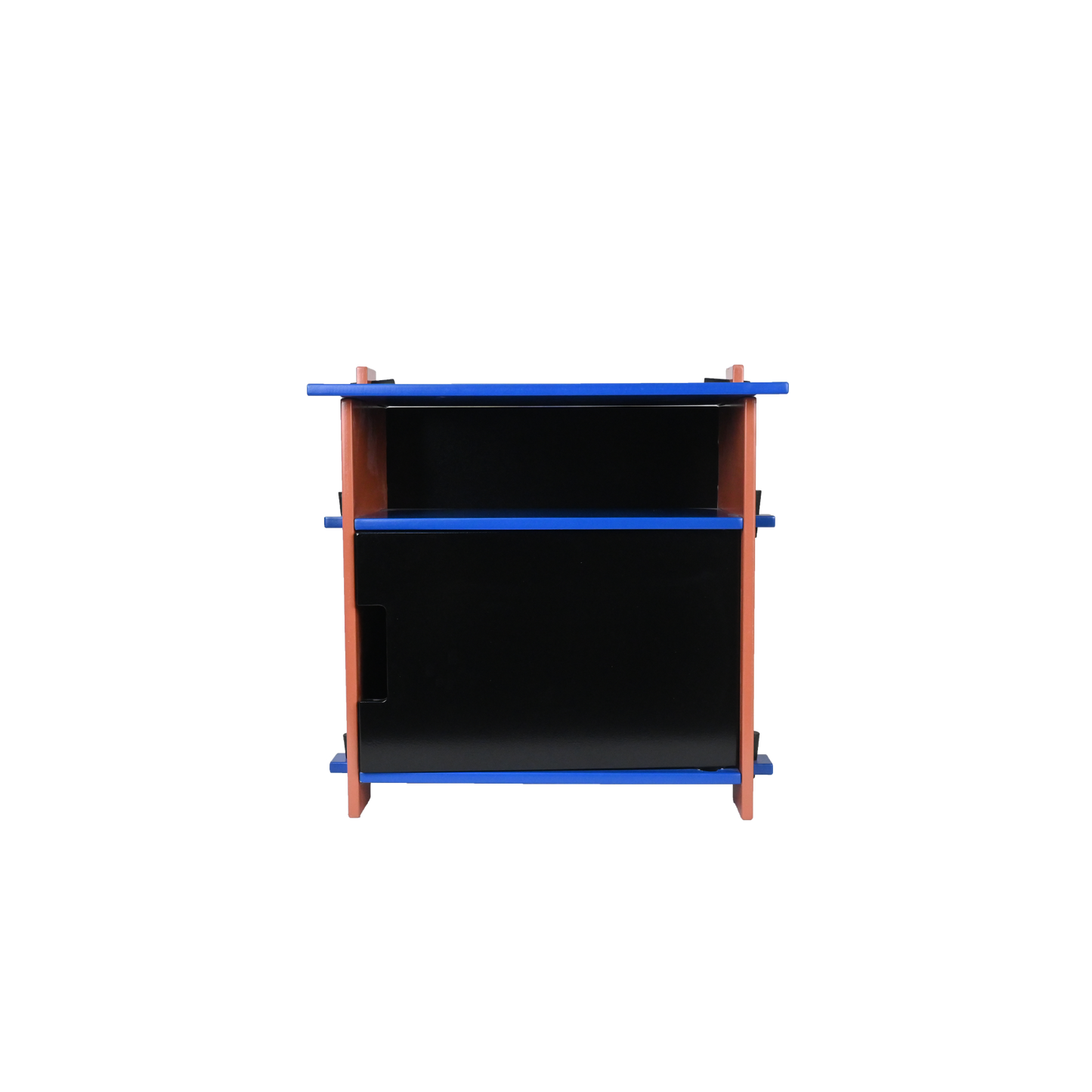 DOWEL NIGHTSTAND (BRICK AND BLUE)