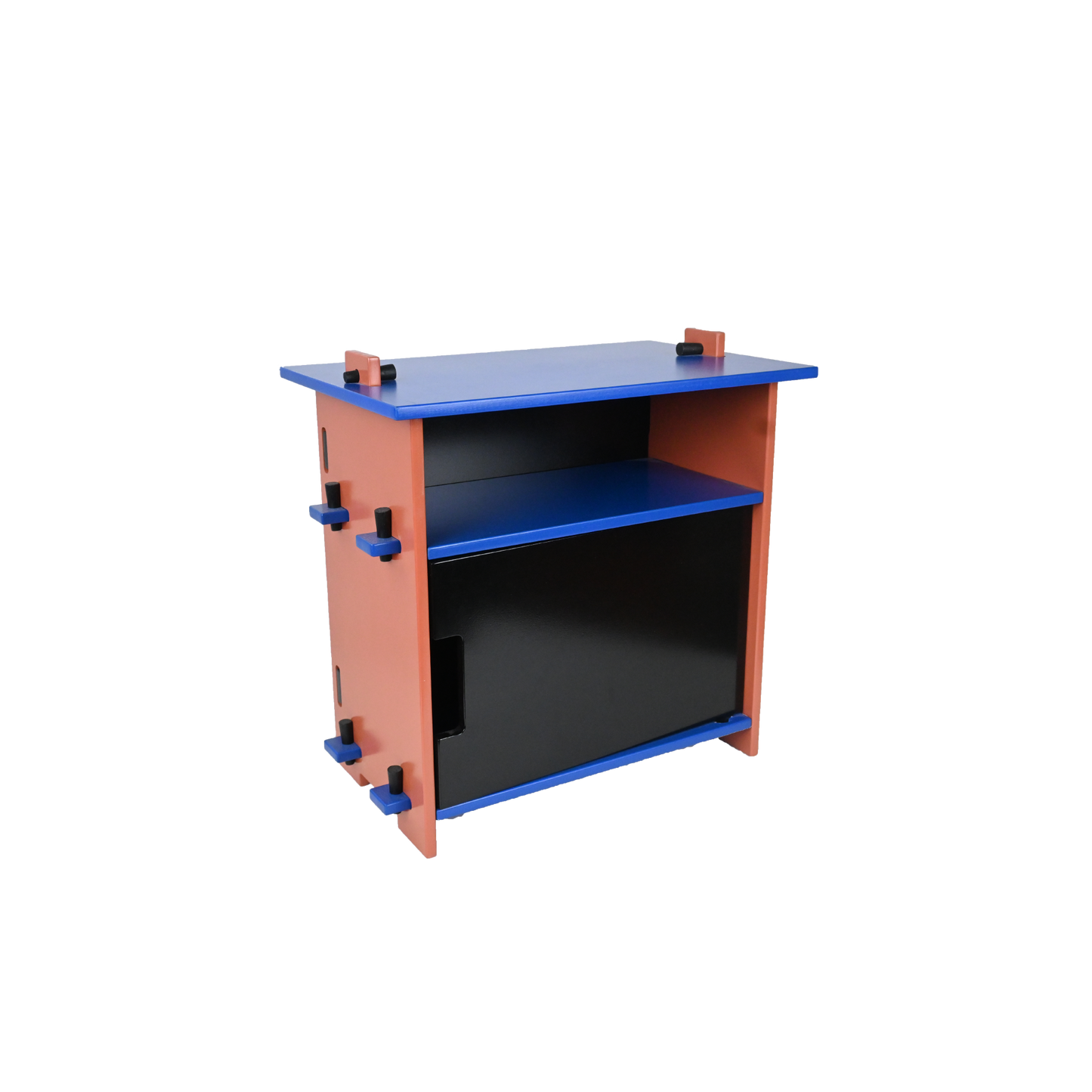 DOWEL NIGHTSTAND (BRICK AND BLUE)