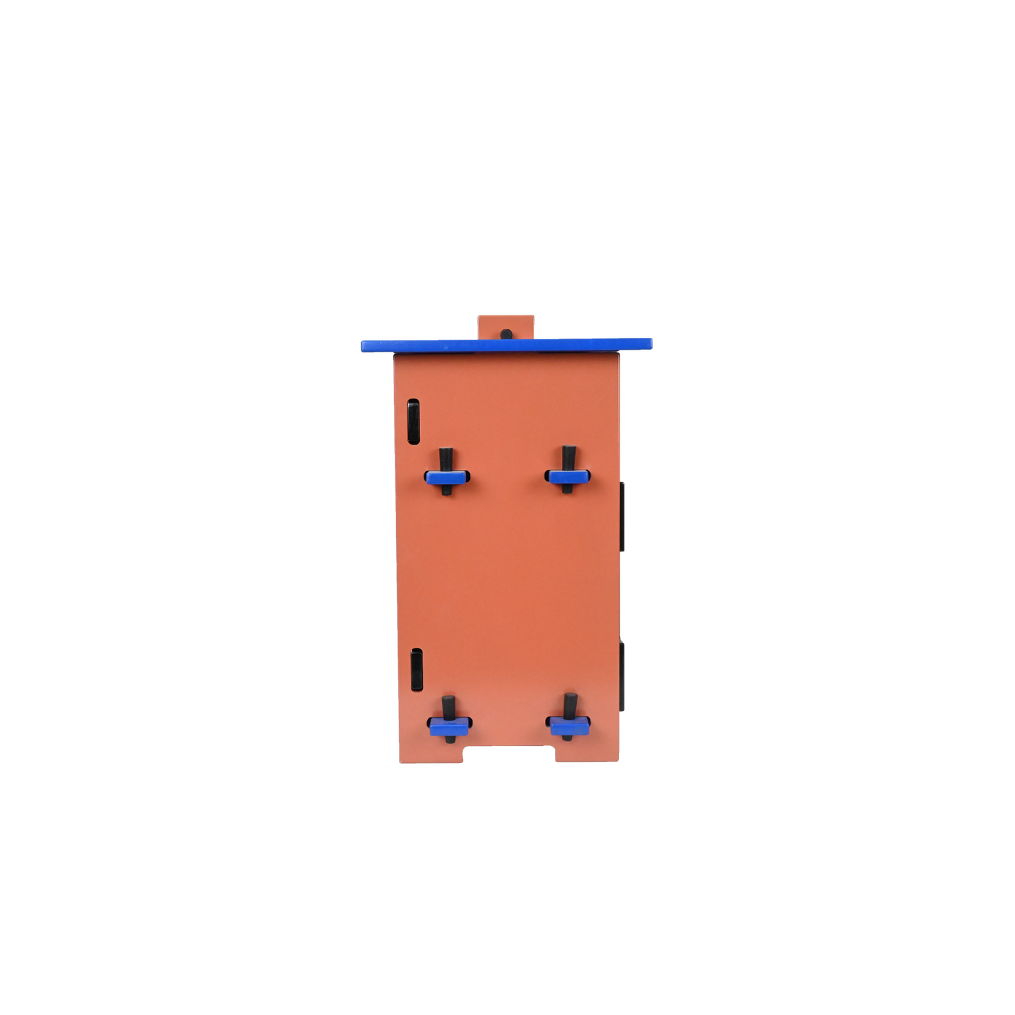 DOWEL NIGHTSTAND (BRICK AND BLUE)