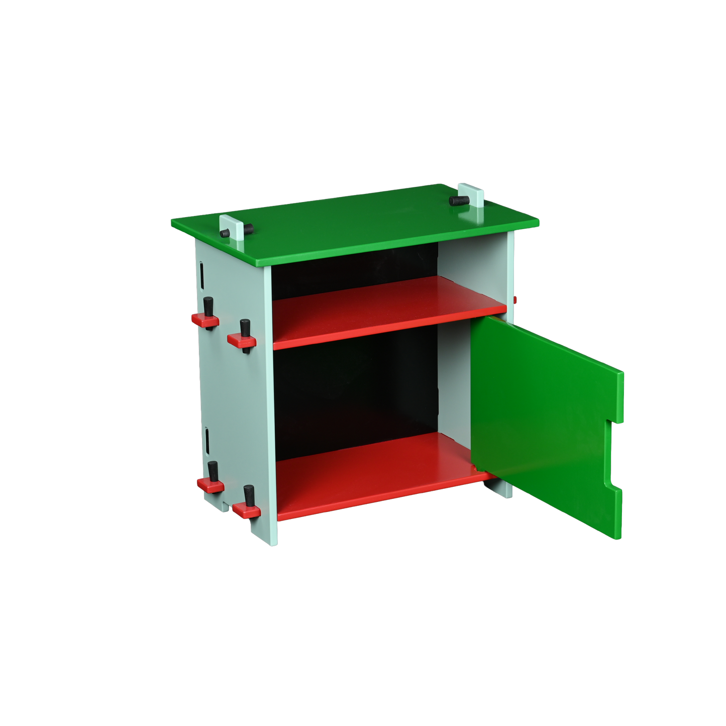 DOWEL NIGHTSTAND (GREEN AND RED)