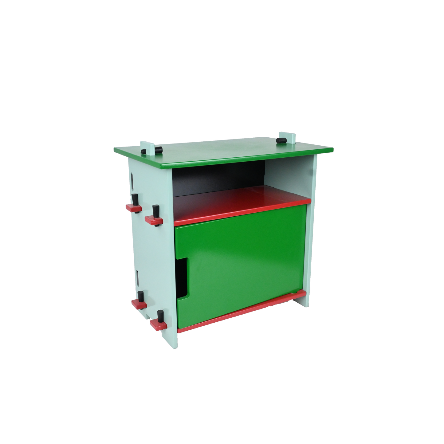 DOWEL NIGHTSTAND (GREEN AND RED)