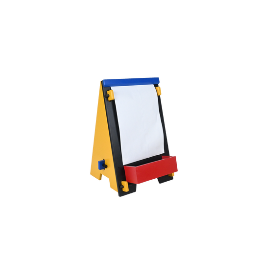 DOWEL TABLETOP EASEL (BRICK AND BLUE)