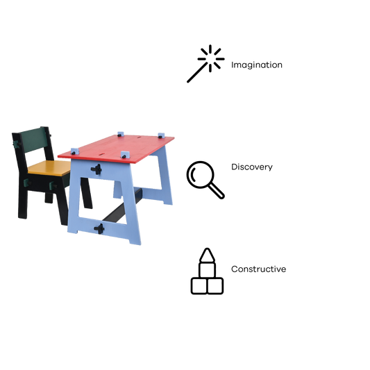 DOWEL DESK AND CHAIR (COLOR BLOCK)