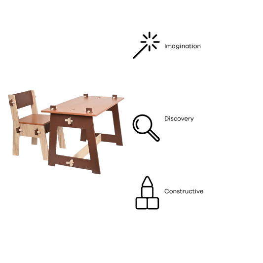 DOWEL DESK AND CHAIR (NATURAL)