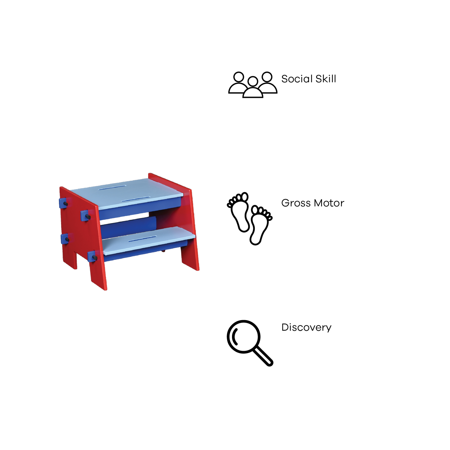 DOWEL STEPPING STOOL (RED AND BLUE)