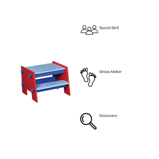DOWEL STEPPING STOOL (RED AND BLUE)