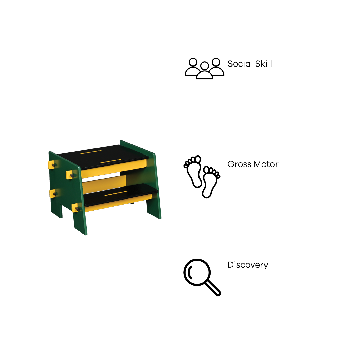 DOWEL STEPPING STOOL (YELLOW AND GREEN)