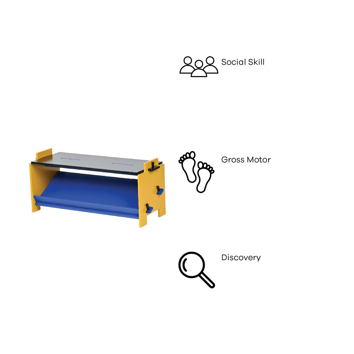 DOWEL SHOE BENCH (BLUE AND YELLOW)