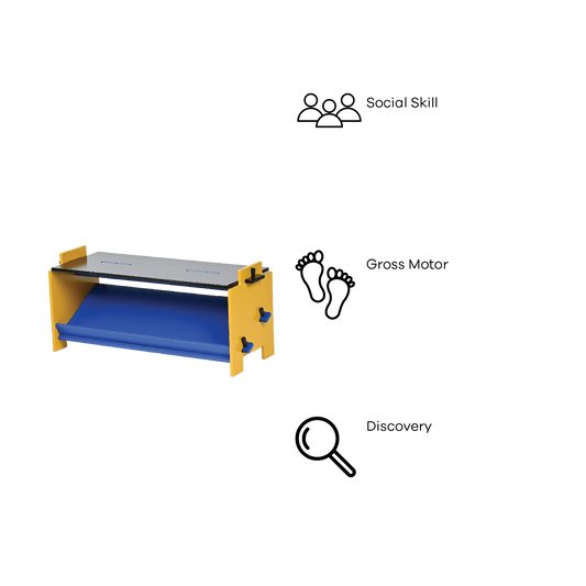 DOWEL SHOE BENCH (BLUE AND YELLOW)