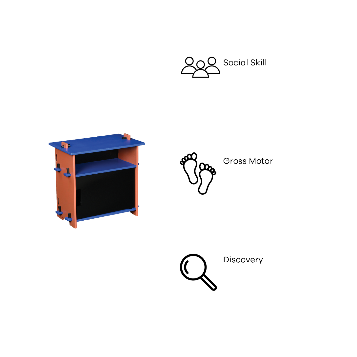 DOWEL NIGHTSTAND (BRICK AND BLUE)