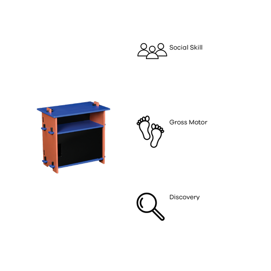 DOWEL NIGHTSTAND (BRICK AND BLUE)