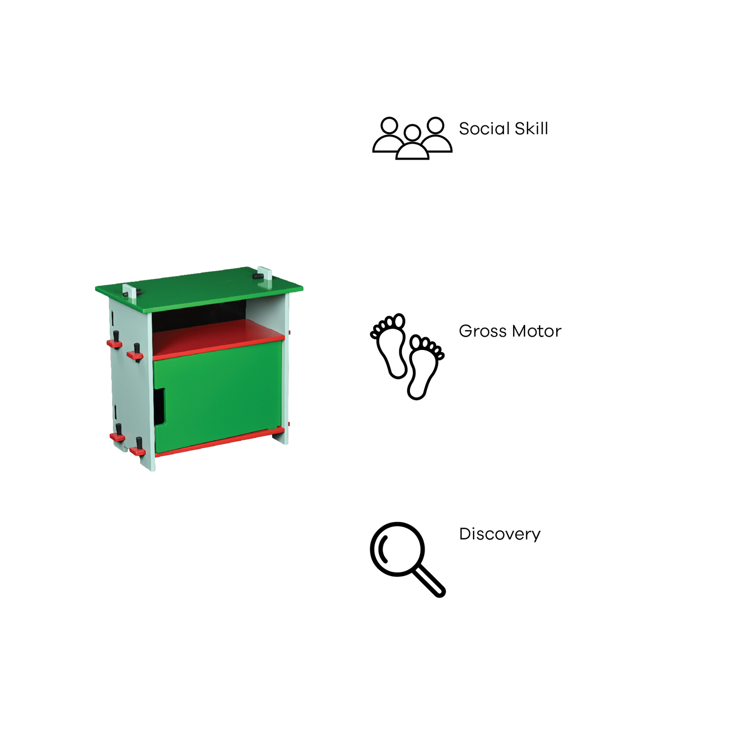 DOWEL NIGHTSTAND (GREEN AND RED)