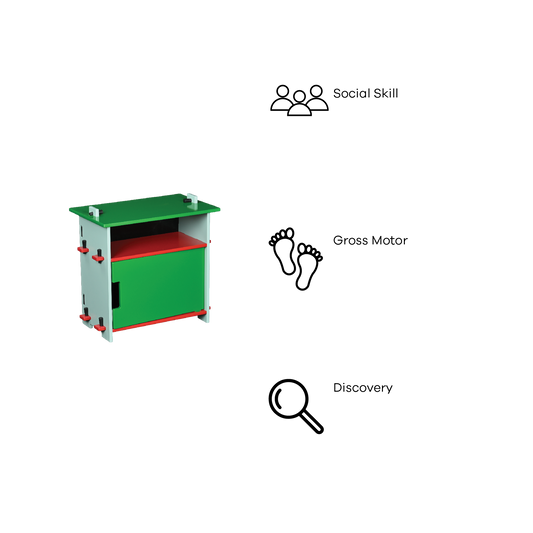 DOWEL NIGHTSTAND (GREEN AND RED)