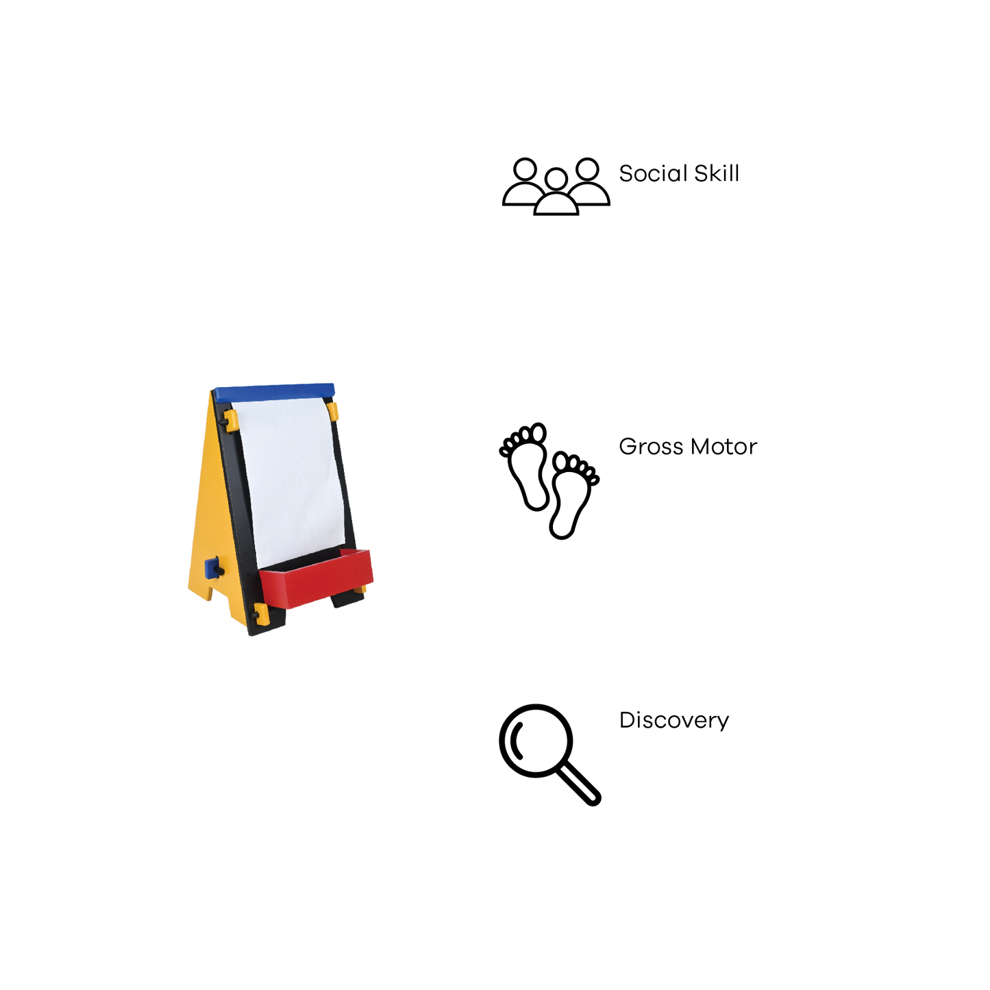 DOWEL TABLETOP EASEL (BRICK AND BLUE)