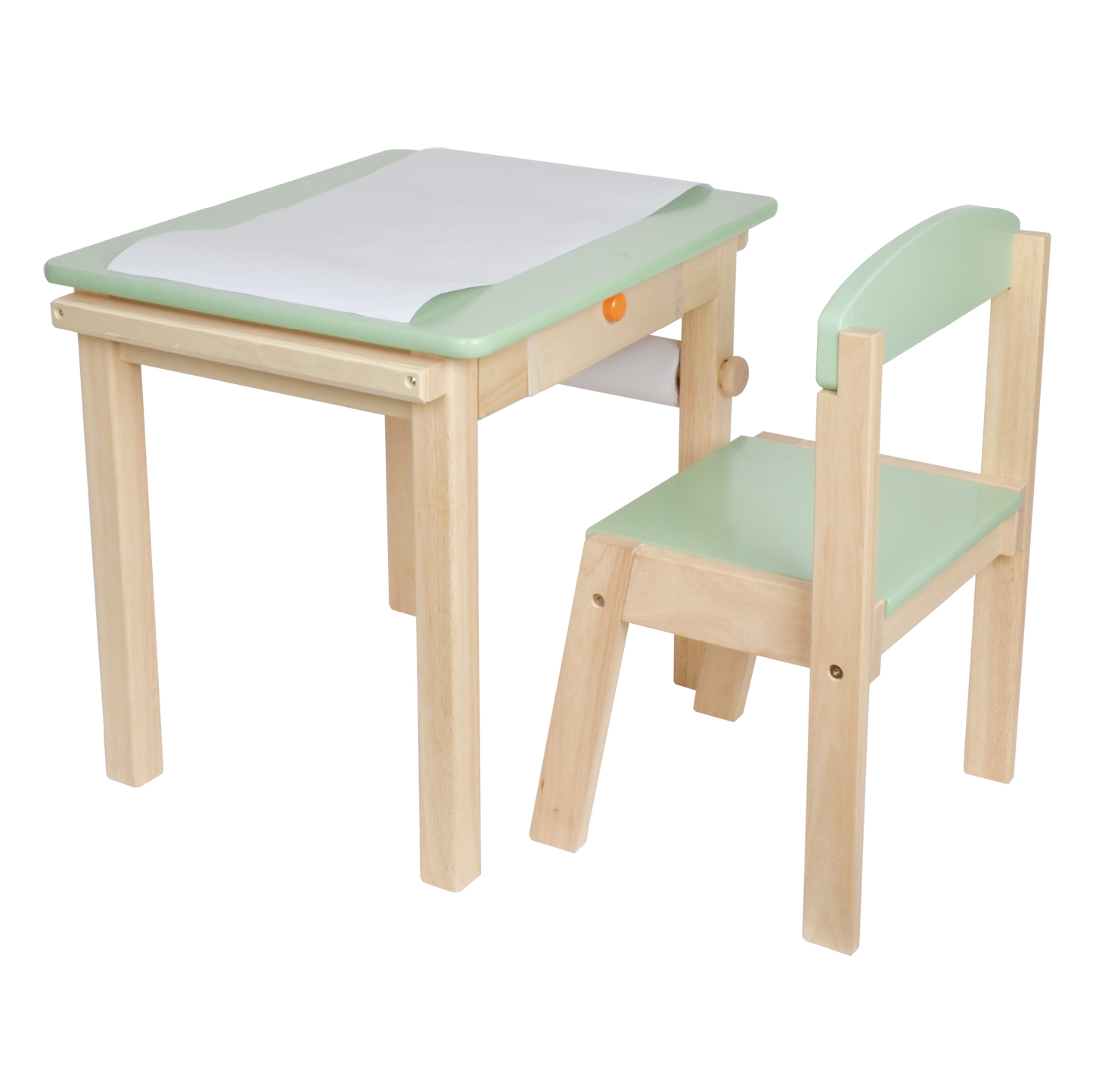 SMALL DESK AND CHAIR WITH PAPER ROLL