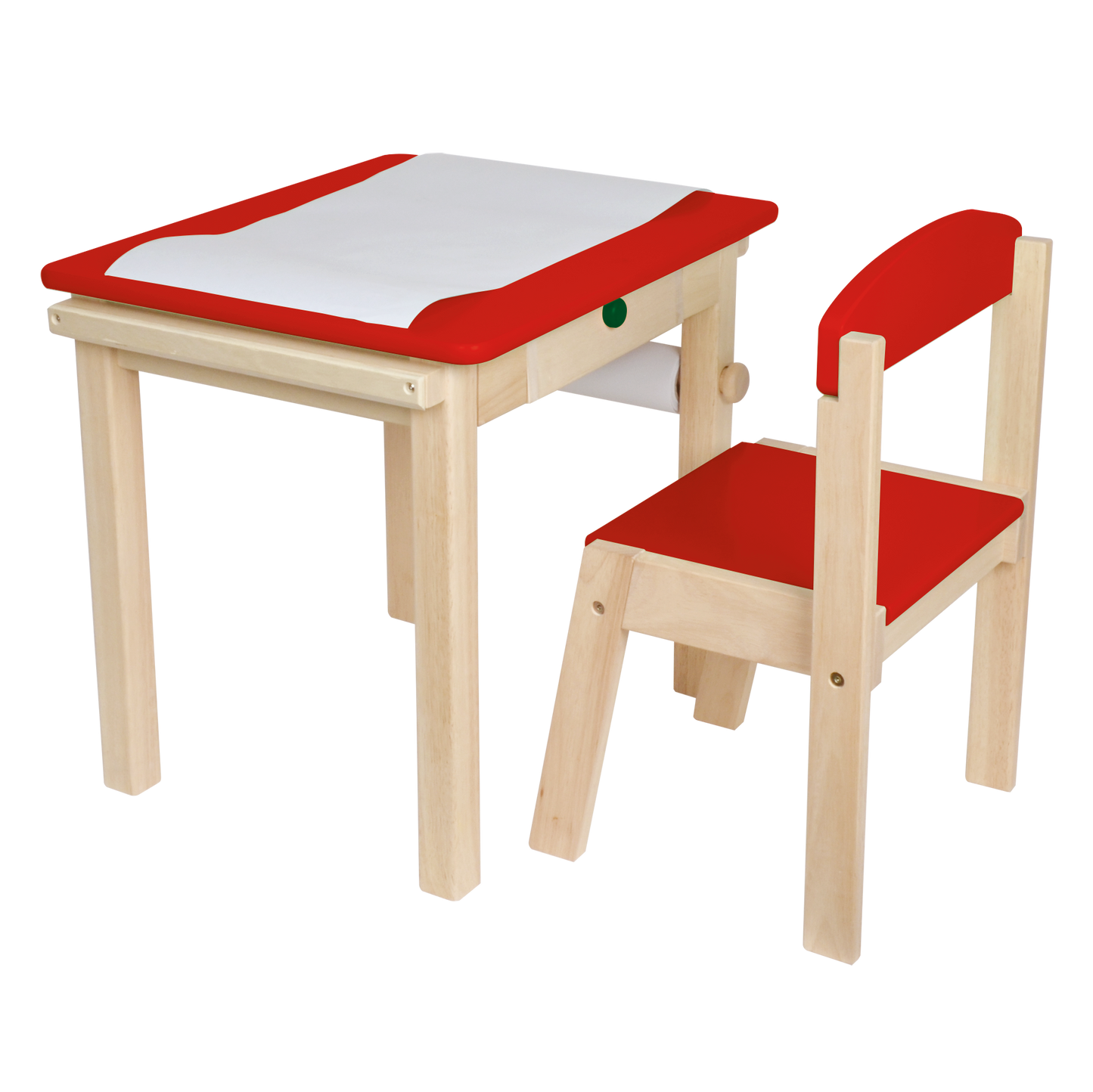 SMALL DESK AND CHAIR WITH PAPER ROLL
